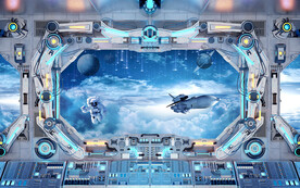 3D宇宙太空窗外KTV背景墙