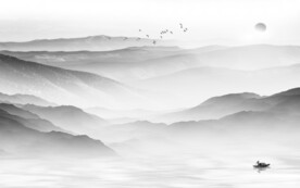 高清 淡雅灰色山水 TIF分层