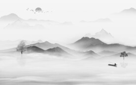 高端 灰色中式山水 TIF分层