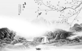 高端 高档灰色山水 TiF分层