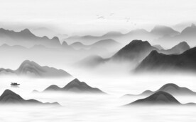 简约 高雅灰色山水 TiF分层