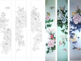 艺术玻璃珐琅彩牡丹图