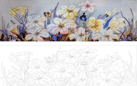 艺术玻璃珐琅彩百合图