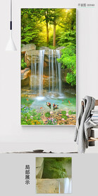 中式瀑布流水生产风景装饰画