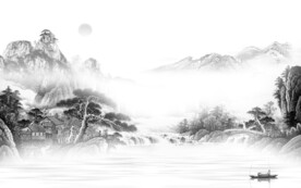 爆款 新中式灰山水 TIF分层