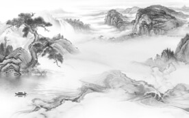 高端 淡雅灰山水画 TIf分层