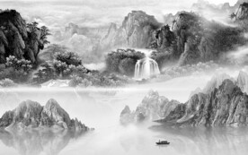 客厅 新品灰山水画 TIf分层