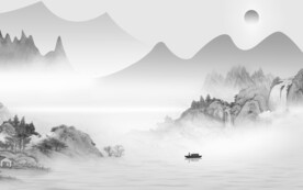 别墅 新品灰山水画 TIf分层