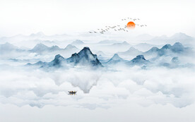 新中式意境水墨山水画