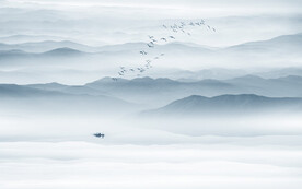 简约山水画背景墙