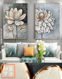 欧式古典奶牛风花卉两联装饰画