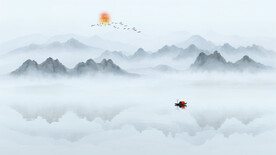 禅意山水水墨画