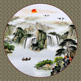 圆形山水画 