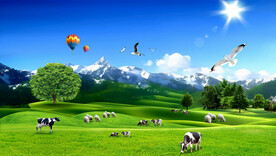 蓝天白云草原背景