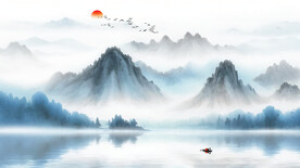 水墨禅意山水画