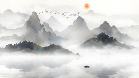 禅意山水水墨画