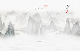 山水画背景墙