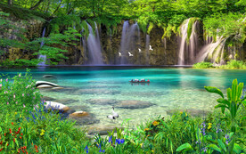 流水生财聚宝盆电视背景墙