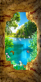 3d洞口小溪流水玄关