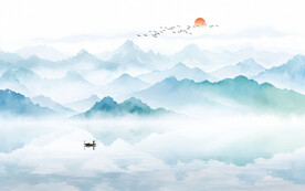 中国风意境山水画背景
