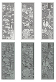 校园传统文化浮雕矢量图形