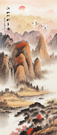 国画山水玄关装饰画