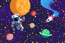 太空宇宙星球卡通星空