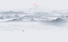 禅意水墨山水画