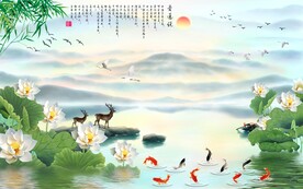 荷花山水背景