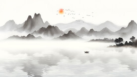 水墨山水画客厅背景