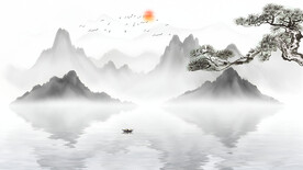 中式客厅山水背景墙