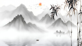 写意意境山水背景