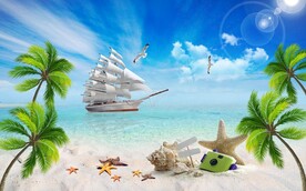 大海沙滩背景墙