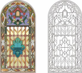 矢量欧式几何教堂彩绘玻璃图案