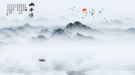 意境水墨山水背景墙