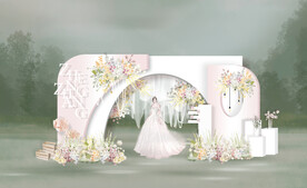 现代婚礼白色粉色婚礼婚礼效果图