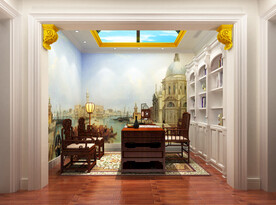 中西混搭风格的书房