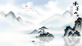 新中式山水意境电视背景墙