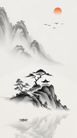 新中式水墨画背景墙