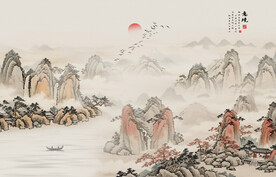 国画水墨山水画