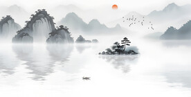 电视背景墙山水风景