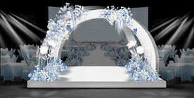 现代婚礼白色蓝色婚礼婚礼效果图