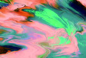 手绘油画 美容院背景画