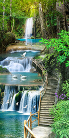 溪流瀑布自然风景玄关