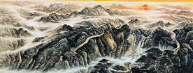 水墨长城山水画