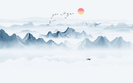 抽象水墨山水画