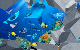 海底3D海豚电视背景墙