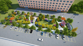 办公楼前绿化设计案例效果图