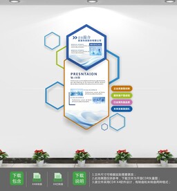 简约创意企业简介竖版文化墙