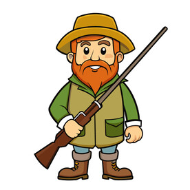 矢量人物猎人男人